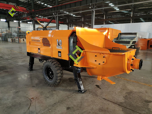 Pompa do betonu typu Diesel w kolorze żółtym